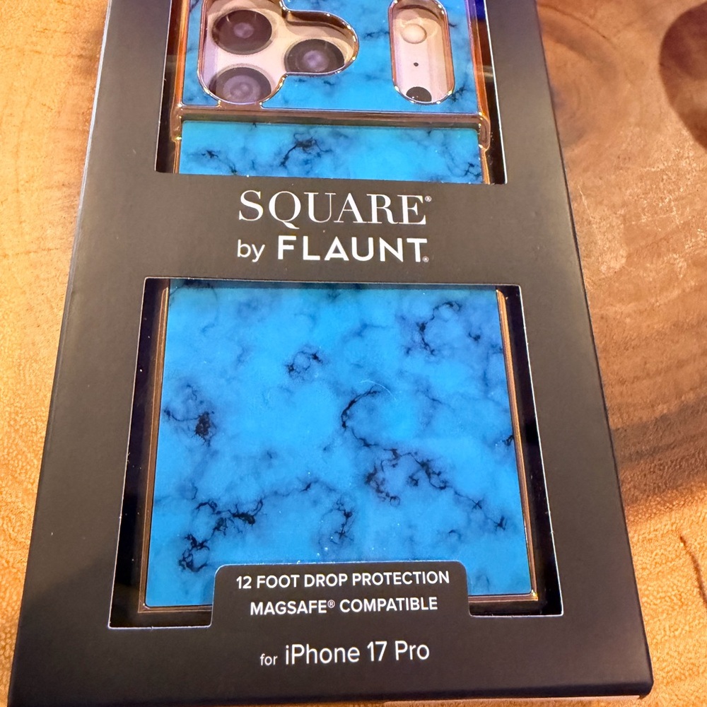 SQUARE by FLAUNT Blue Marble Case for iPhone 17 Pro